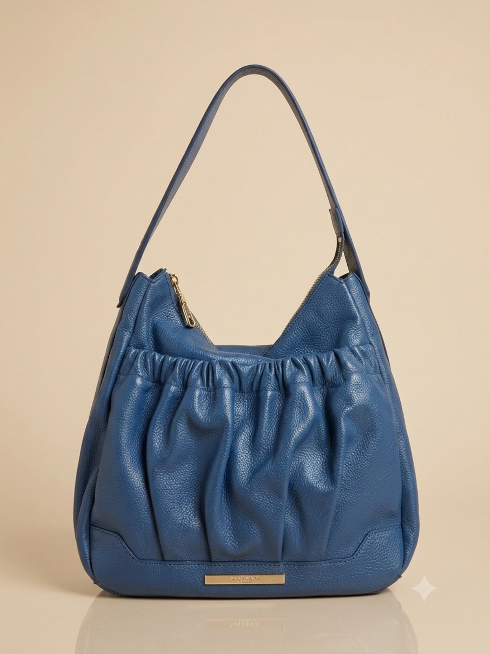Jack French London Blue Pebbled Leather Hobo Shoulder Bag Handbag Like New